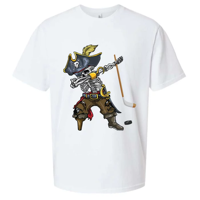 Dabbing Skeleton Pirate Hockey Lover Halloween Costume Sueded Cloud Jersey T-Shirt