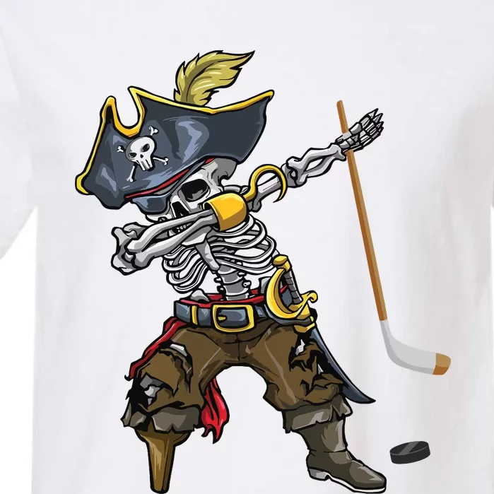 Dabbing Skeleton Pirate Hockey Lover Halloween Costume Garment-Dyed Heavyweight T-Shirt