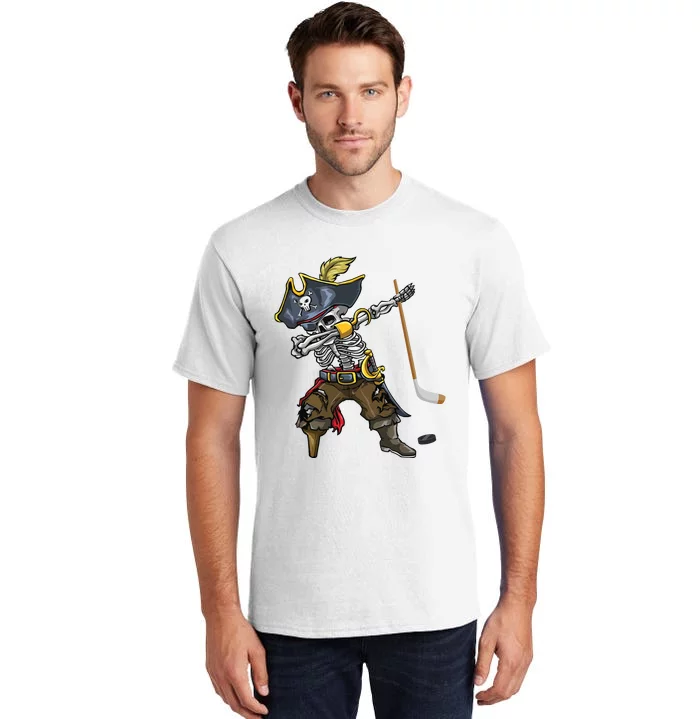 Dabbing Skeleton Pirate Hockey Lover Halloween Costume Tall T-Shirt