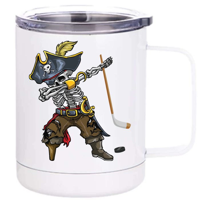 Dabbing Skeleton Pirate Hockey Lover Halloween Costume Front & Back 12oz Stainless Steel Tumbler Cup