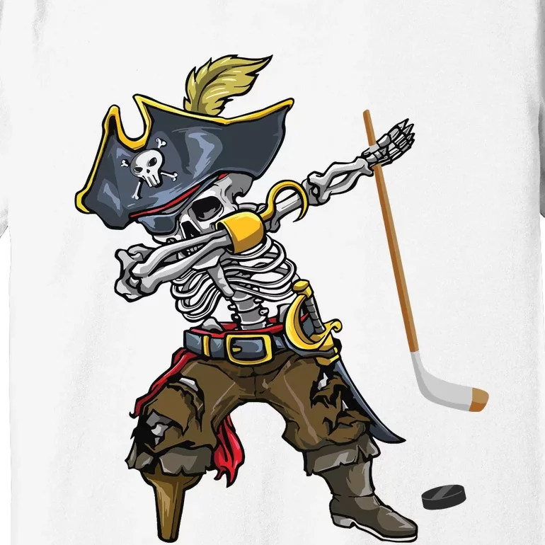 Dabbing Skeleton Pirate Hockey Lover Halloween Costume Premium T-Shirt