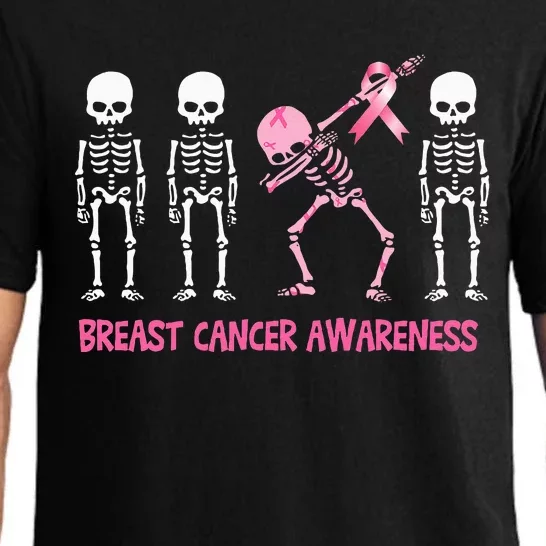 Dabbing Skeleton Pink Ribbon Breast Cancer Halloween Pajama Set