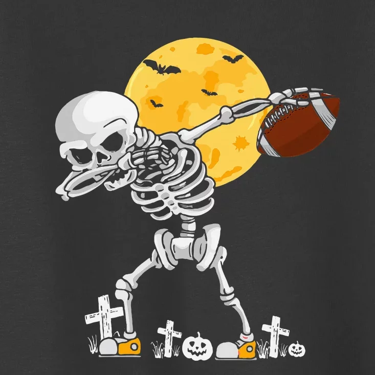 Dabbing Skeleton Playing Football Halloween Player Coach Toddler T-Shirt