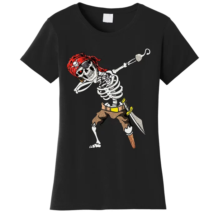 Dabbing Skeleton Pirate Halloween Kids Jolly Roger Pirate Women's T-Shirt