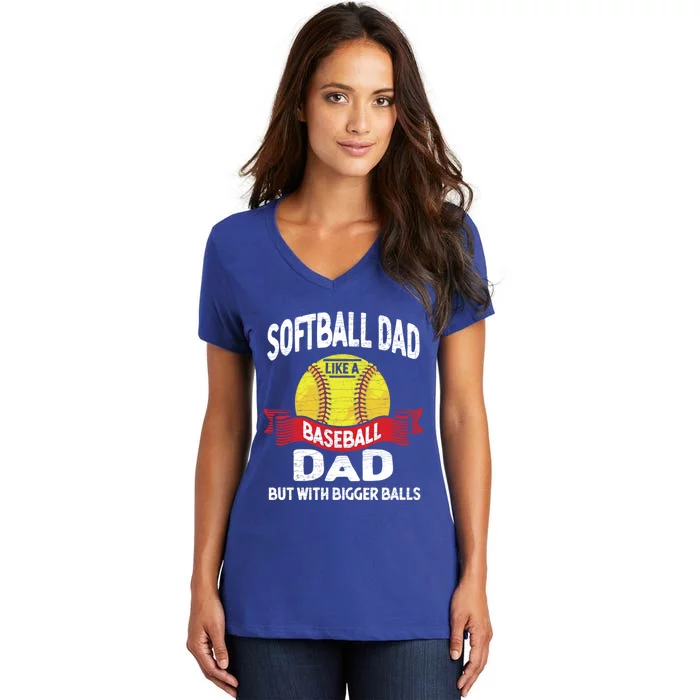 Dad Softball Player Gift Women's V-Neck T-Shirt