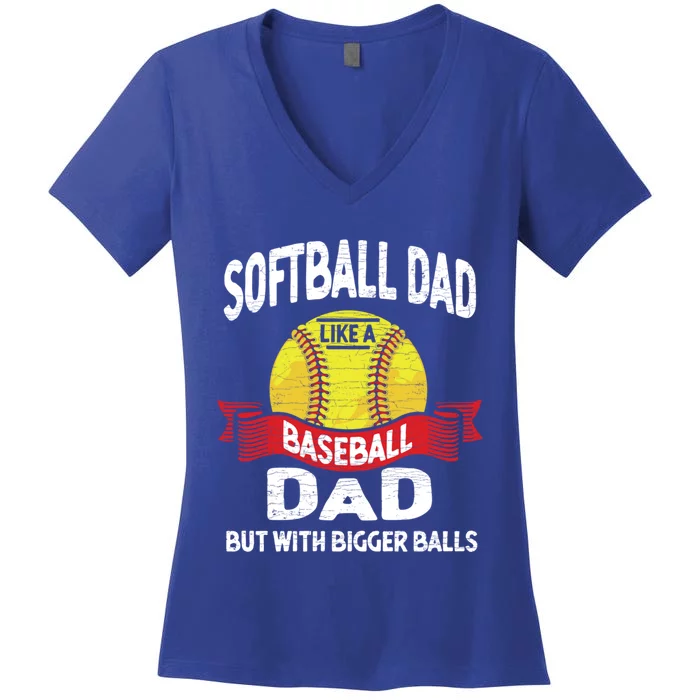 Dad Softball Player Gift Women's V-Neck T-Shirt