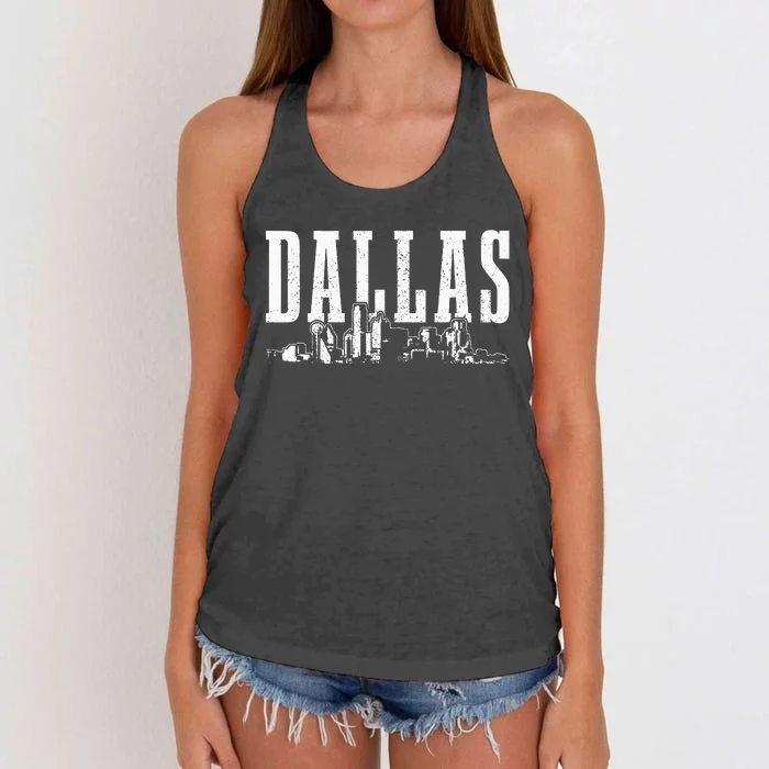 Dallas Skyline Pride Vintage Dallas Texas Women's Knotted Racerback Tank