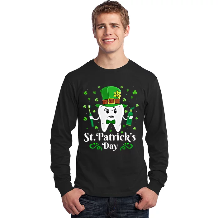 Dentist St PatrickS Day Funny Leprechaun Tooth Dental Gift Long Sleeve Shirt