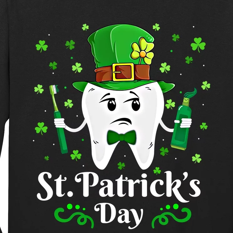 Dentist St PatrickS Day Funny Leprechaun Tooth Dental Gift Long Sleeve Shirt