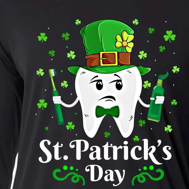 Dentist St PatrickS Day Funny Leprechaun Tooth Dental Gift Cooling Performance Long Sleeve Crew