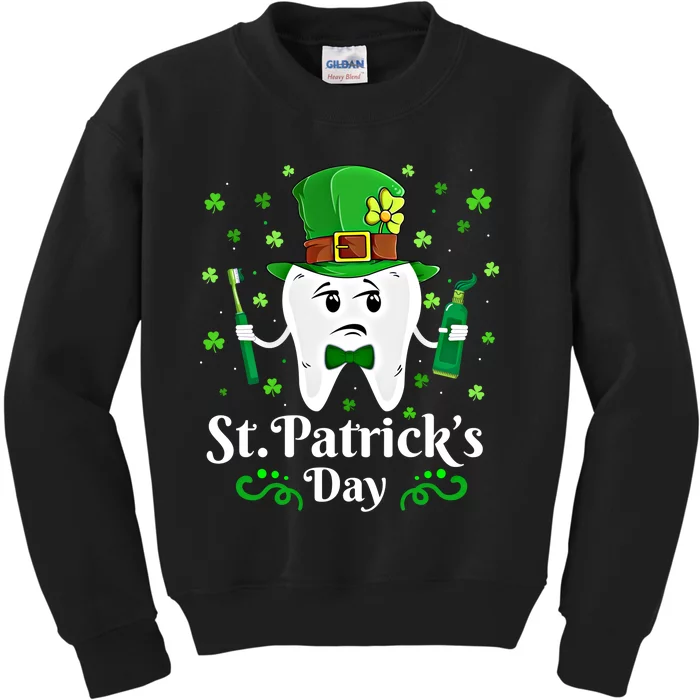 Dentist St PatrickS Day Funny Leprechaun Tooth Dental Gift Kids Sweatshirt