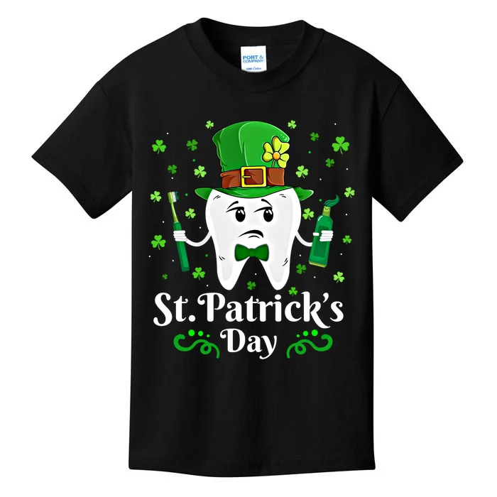 Dentist St PatrickS Day Funny Leprechaun Tooth Dental Gift Kids T-Shirt