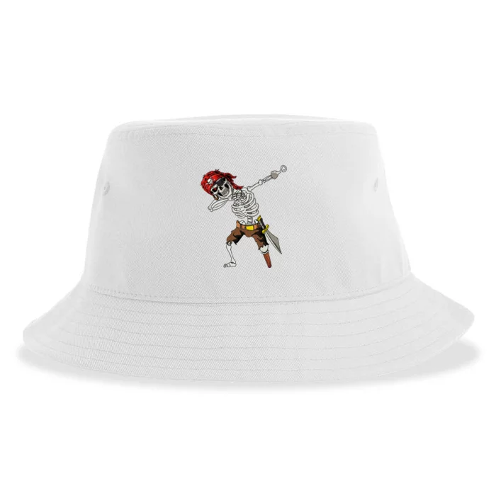 Dabbing Skeleton Pirate Halloween Jolly Roger Pirate Sustainable Bucket Hat