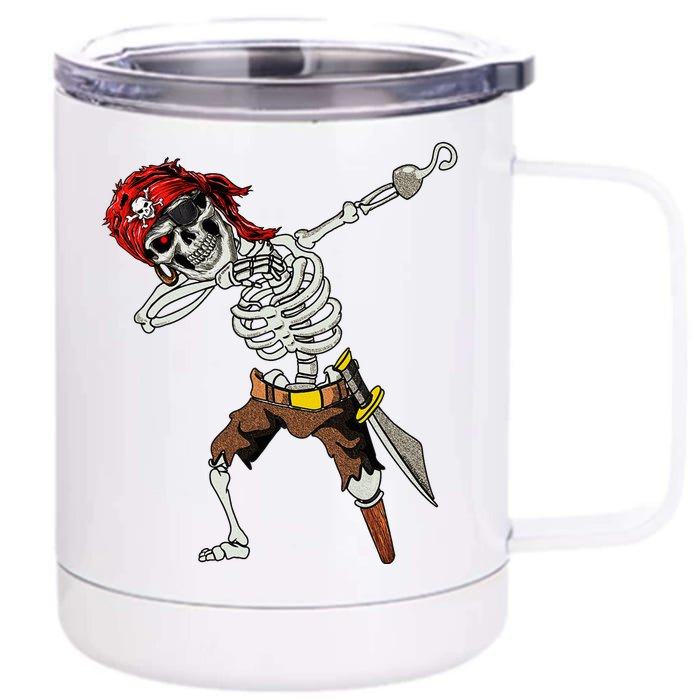 Dabbing Skeleton Pirate Halloween Jolly Roger Pirate Front & Back 12oz Stainless Steel Tumbler Cup