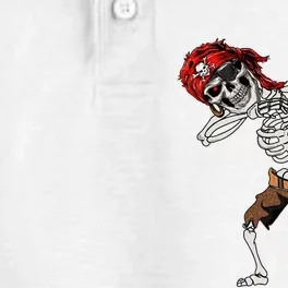 Dabbing Skeleton Pirate Halloween Jolly Roger Pirate Dry Zone Grid Performance Polo