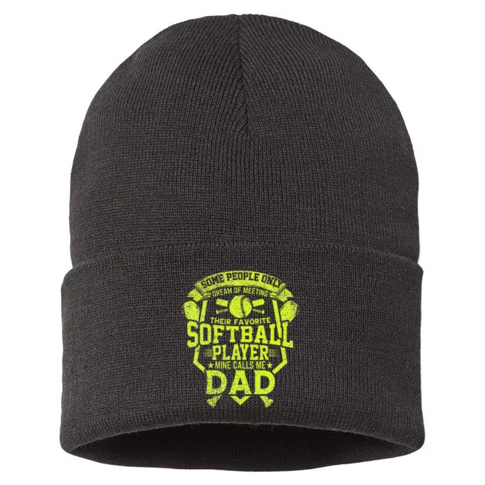 Dad Softball Quote Baller's Daddy Design Sports Humor Sustainable Knit Beanie