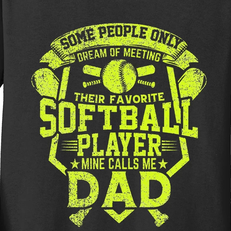 Dad Softball Quote Baller's Daddy Design Sports Humor Kids Long Sleeve Shirt