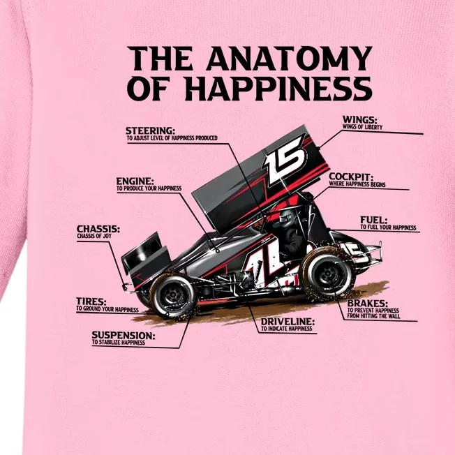 Dirttrack Sprintcars Racing Anatomy Lover Gift Gift Baby Long Sleeve Bodysuit