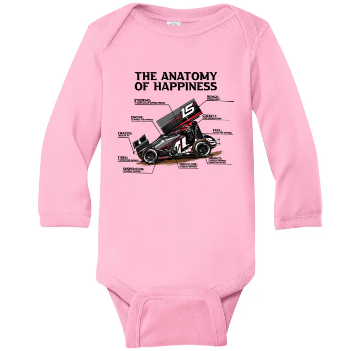 Dirttrack Sprintcars Racing Anatomy Lover Gift Gift Baby Long Sleeve Bodysuit