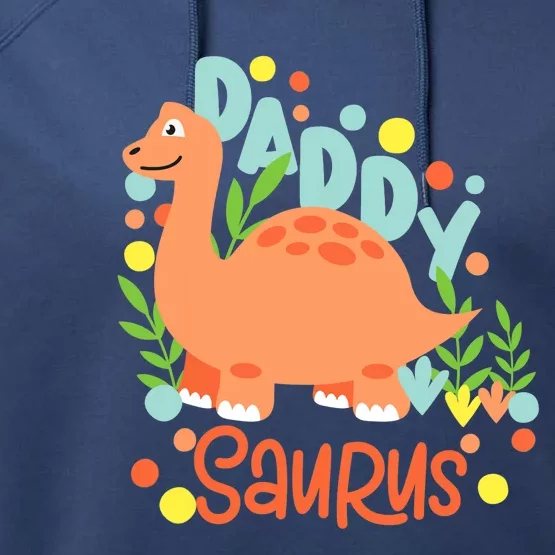 Daddy Saurus Rex Dinosaur Performance Fleece Hoodie