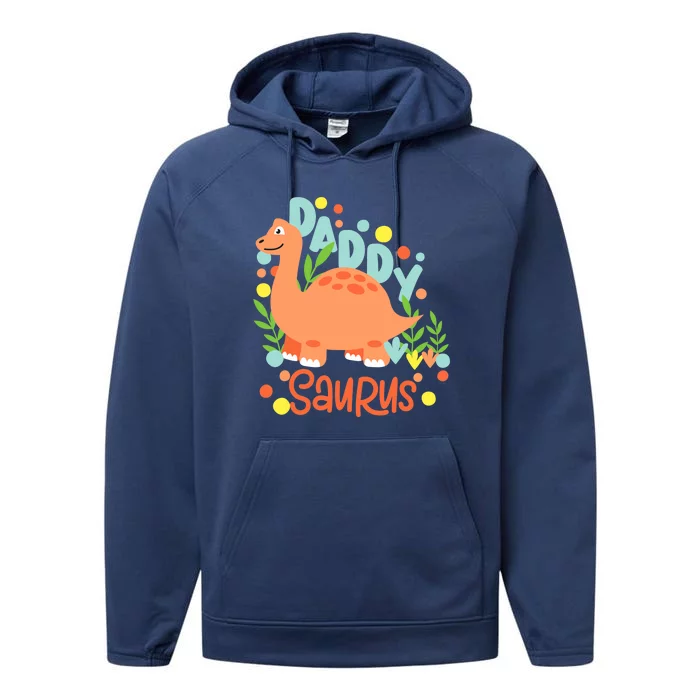 Daddy Saurus Rex Dinosaur Performance Fleece Hoodie