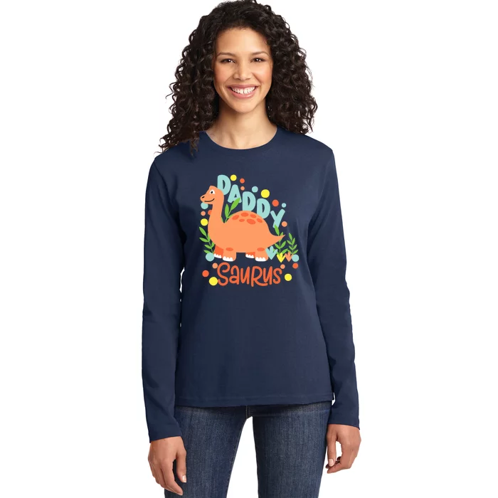 Daddy Saurus Rex Dinosaur Ladies Long Sleeve Shirt