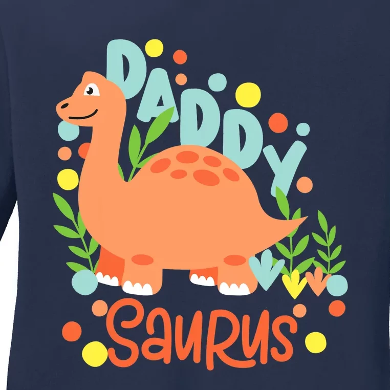 Daddy Saurus Rex Dinosaur Ladies Long Sleeve Shirt