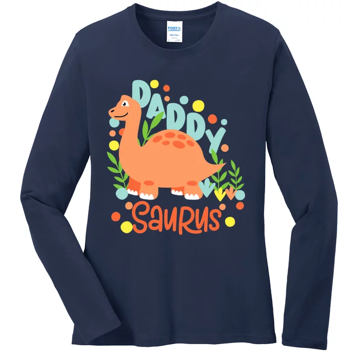 Daddy Saurus Rex Dinosaur Ladies Long Sleeve Shirt