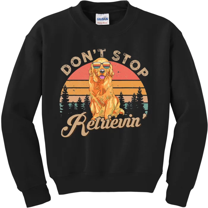 Don't Stop Retrieving Retro Golden Retriever Kids Sweatshirt