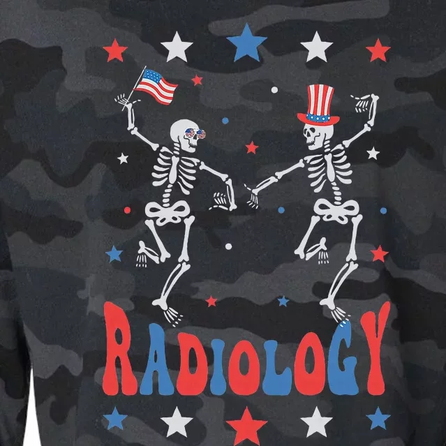 Dancing Skeleton Radiology Xray Tech Patriotic Cropped Pullover Crew