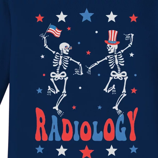 Dancing Skeleton Radiology Xray Tech Patriotic Baby Long Sleeve Bodysuit