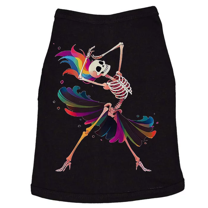 Dancing Skeleton Rainbow Ballerina Halloween Doggie Tank