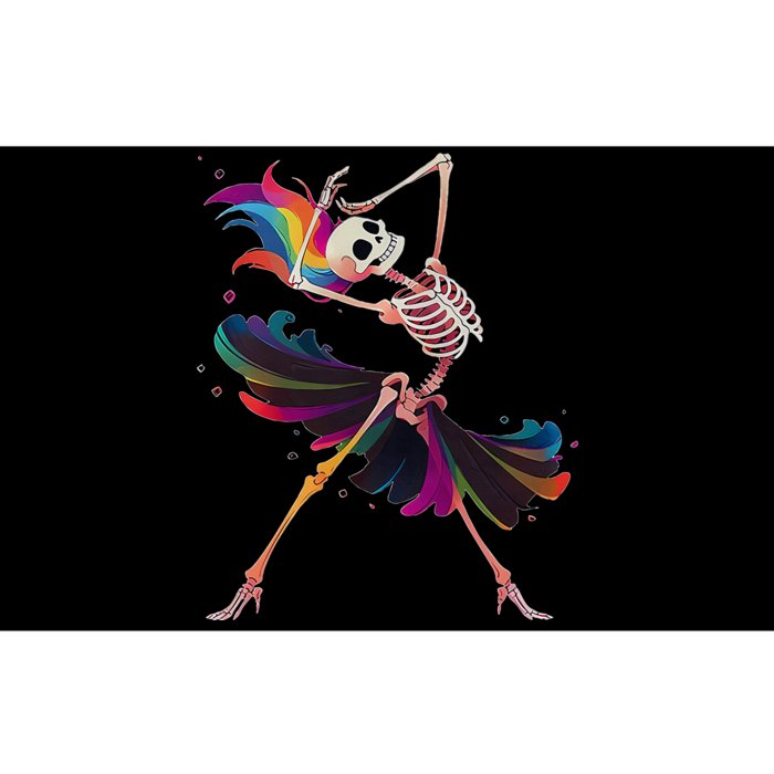 Dancing Skeleton Rainbow Ballerina Halloween Bumper Sticker