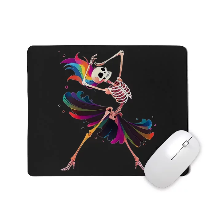 Dancing Skeleton Rainbow Ballerina Halloween Mousepad