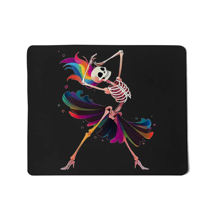 Dancing Skeleton Rainbow Ballerina Halloween Mousepad