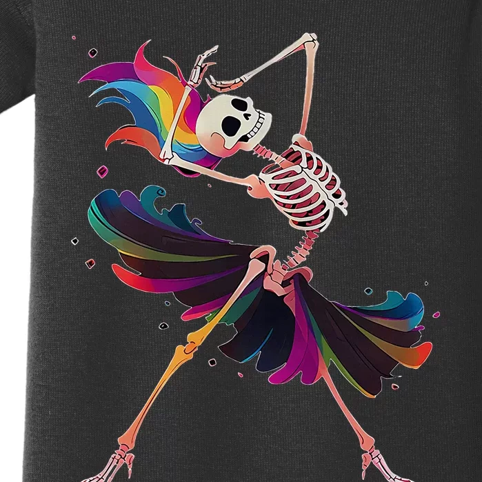 Dancing Skeleton Rainbow Ballerina Halloween Baby Bodysuit