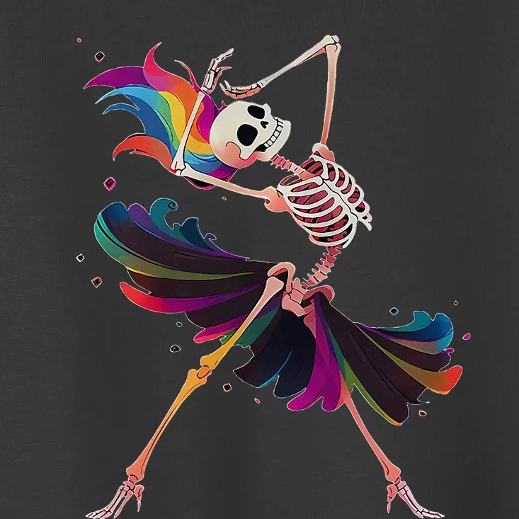 Dancing Skeleton Rainbow Ballerina Halloween Toddler T-Shirt