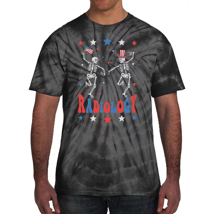 Dancing Skeleton Radiology Xray Tech Patriotic Tie-Dye T-Shirt