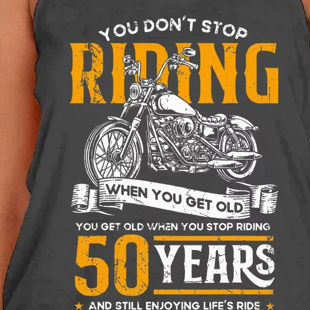 DonT Stop Riding When You Get Old Motorcycle 50th Birthday Women's Knotted Racerback Tank