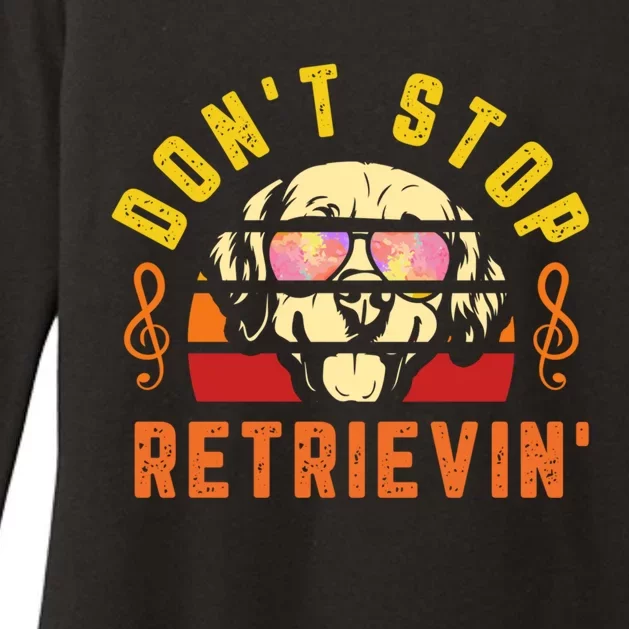 Dont Stop Retrievin Retro Golden Retriever Music Note Pun Funny Gift Womens CVC Long Sleeve Shirt