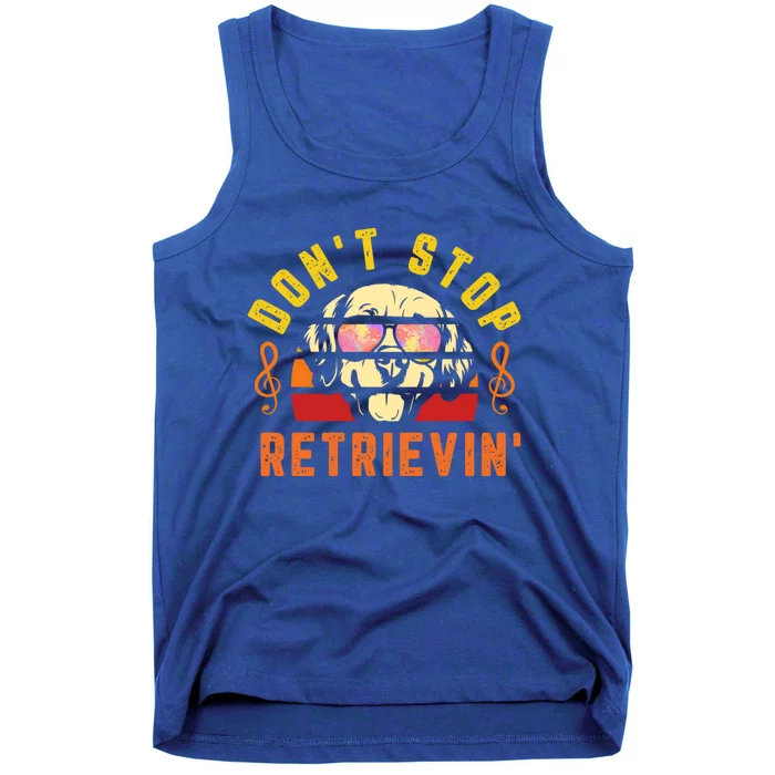 Dont Stop Retrievin Retro Golden Retriever Music Note Pun Funny Gift Tank Top