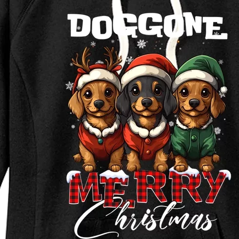 Dachshund Santa Reindeer Christmas Dog Lover Xmas Gifts Women's Fleece Hoodie