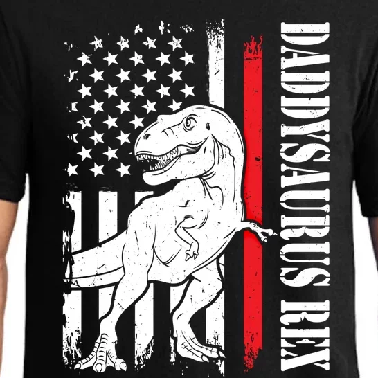 Daddy Saurus Rex Daddysaurus American Flag Fathers Day Gift Pajama Set