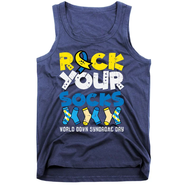 Down Syndrome Ribbon Rock Your Socks Awareness Tank Top