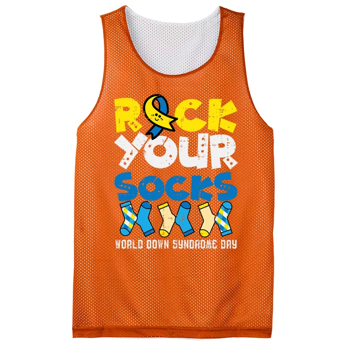 Down Syndrome Ribbon Rock Your Socks Awareness Mesh Reversible Basketball Jersey Tank