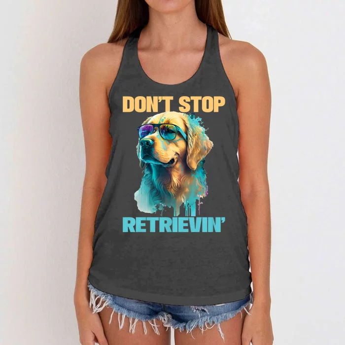 DonT Stop Retrieving Funny Golden Retriever Owner Women's Knotted Racerback Tank