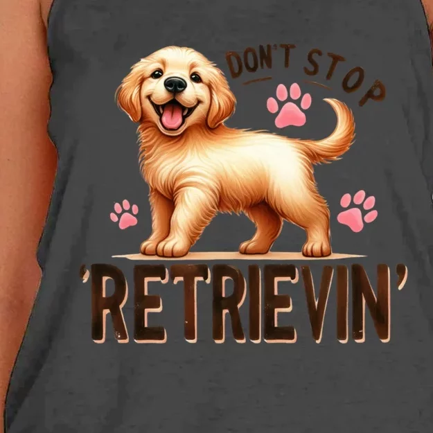 DonT Stop Retrieving Funny Golden Retriever Owner Women's Knotted Racerback Tank