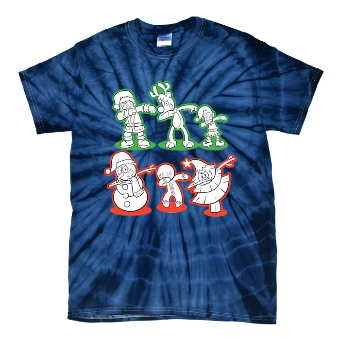 Dabbing Santa Reindeer Elf Snowman Christmas Tie-Dye T-Shirt