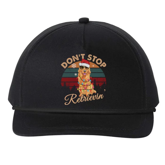 Dont Stop Retrievin Golden Retriever Retro Christmas Gift Snapback Five-Panel Rope Hat