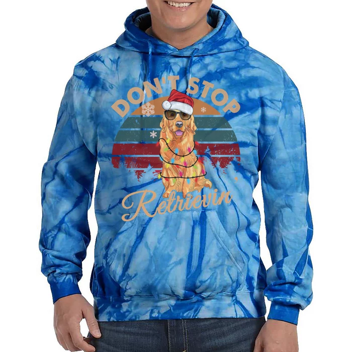 Dont Stop Retrievin Golden Retriever Retro Christmas Gift Tie Dye Hoodie